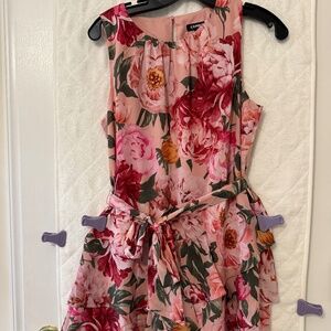 Express tiered tie mini floral dress